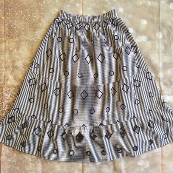 Madewell Striped Embroidered Midi Skirt XXS - Picture 4 of 8